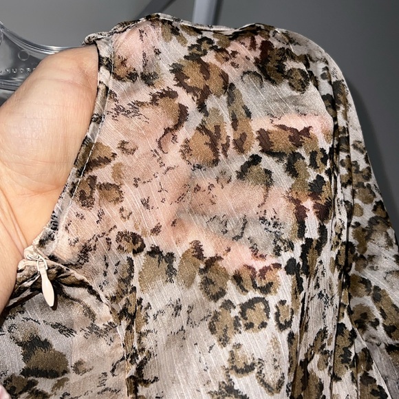 Saints + Secrets Long Sleeve Ruffle Cheetah Print Dress- Small - Picture 9 of 9